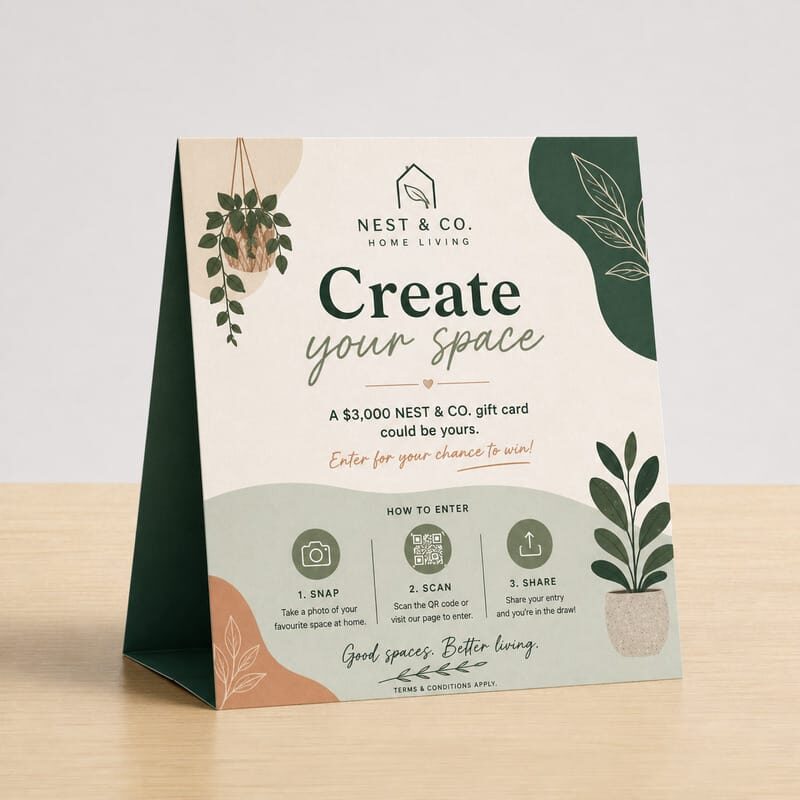 Square Tent Card - No Tape