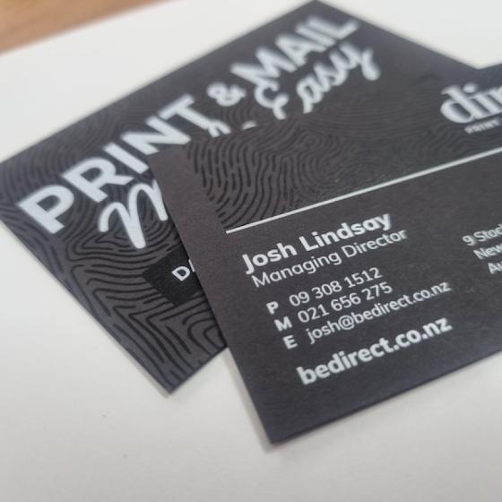 Business Card - White Print on Black Stock